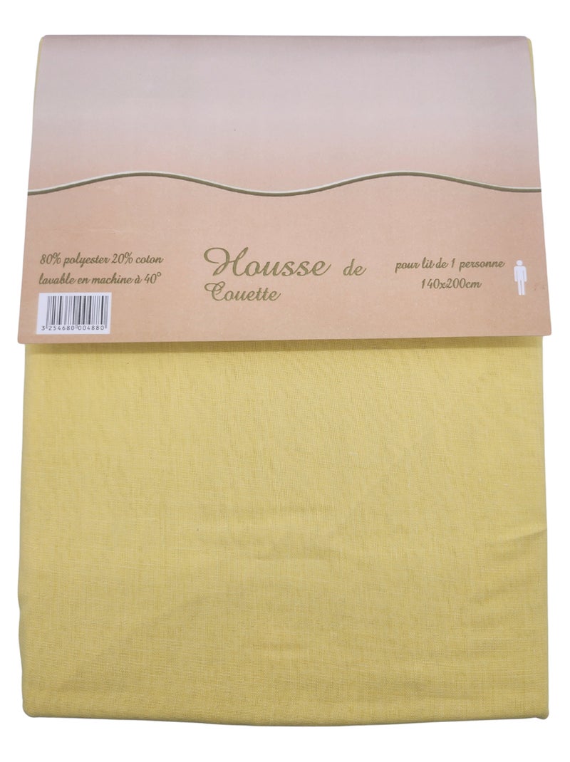 Housse de couette Polycoton Jaune paille - Kiabi