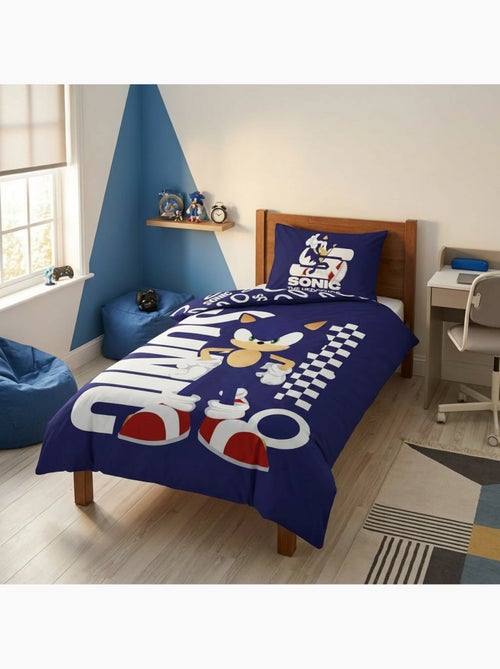 Housse de Couette Polycoton Sonic the Hedgehog Licence Officielle SEGA 140x200cm + Taie 65x65cm - Kiabi