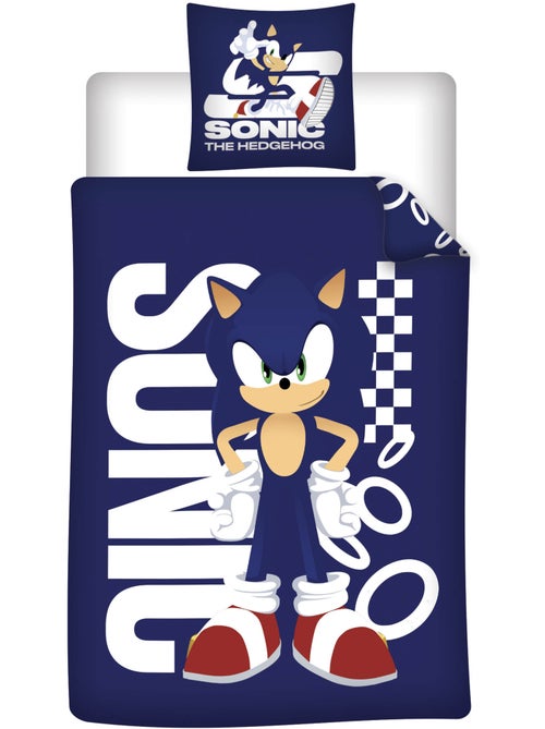 Housse de Couette Polycoton Sonic the Hedgehog Licence Officielle SEGA 140x200cm + Taie 65x65cm - Kiabi