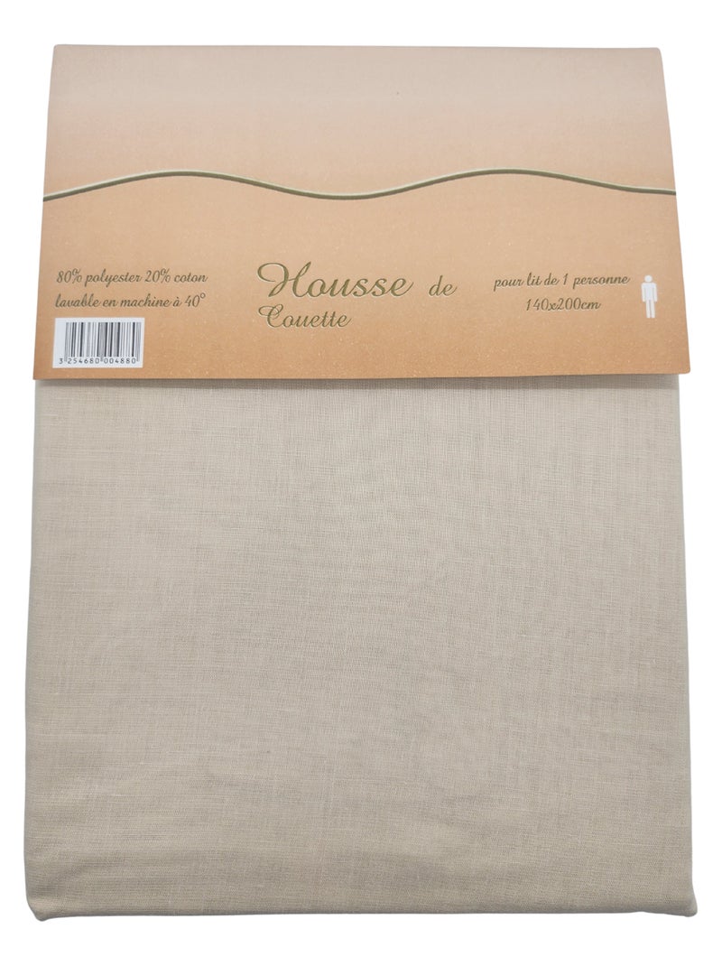 Housse de couette Polycoton Taupe - Kiabi