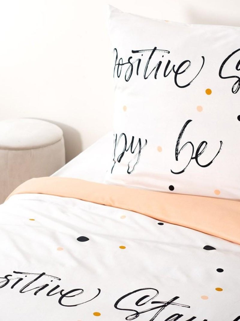 Housse de couette  Positive + taie(s) microfibre Blanc - Kiabi