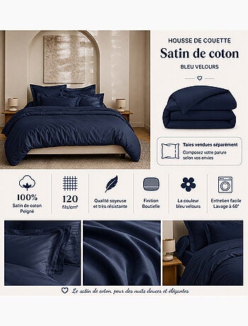 Housse de couette prestige 120 fils/cm² satin de coton