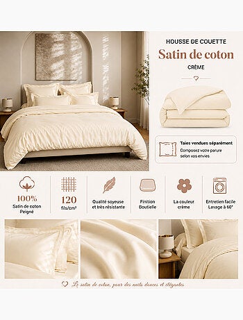Housse de Couette Prestige 120 Fils/cm² Satin de Coton