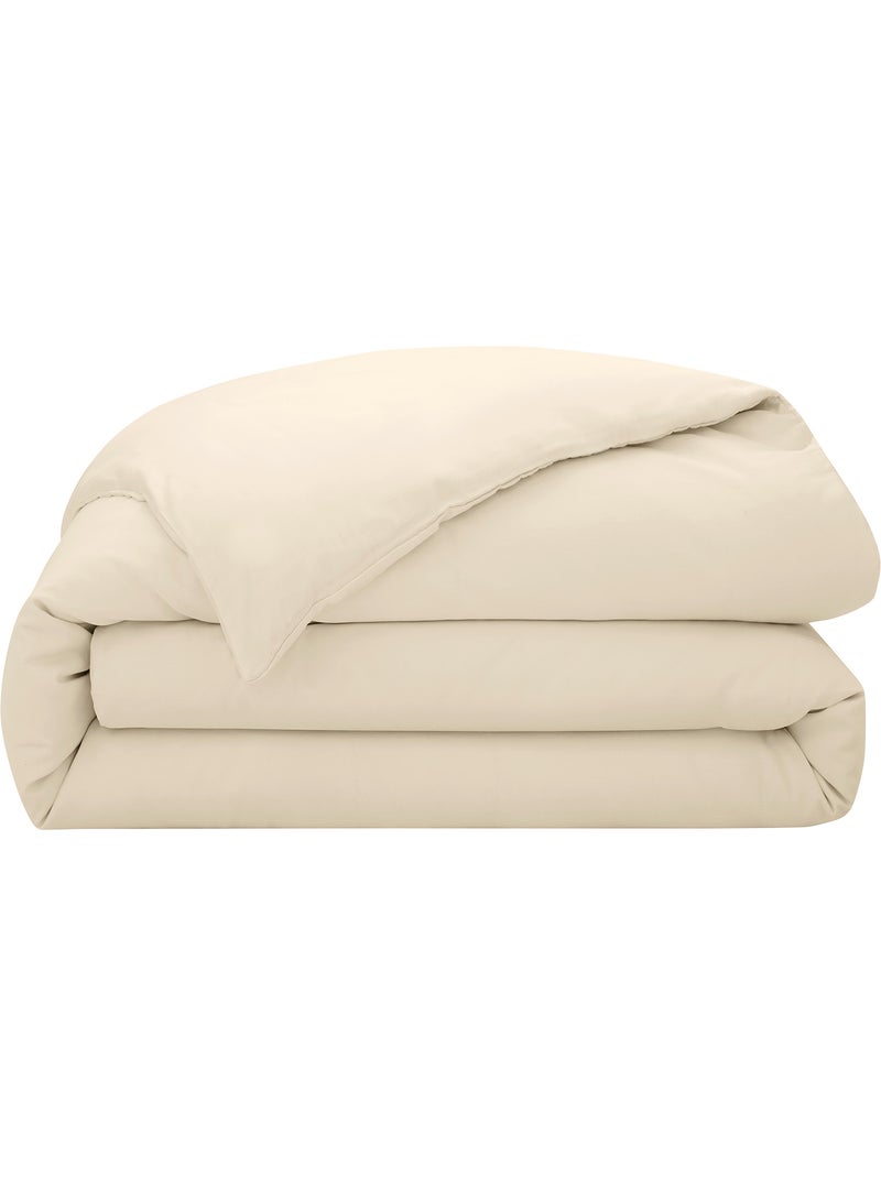 Housse de Couette Prestige 120 Fils/cm² Satin de Coton Crème - Kiabi