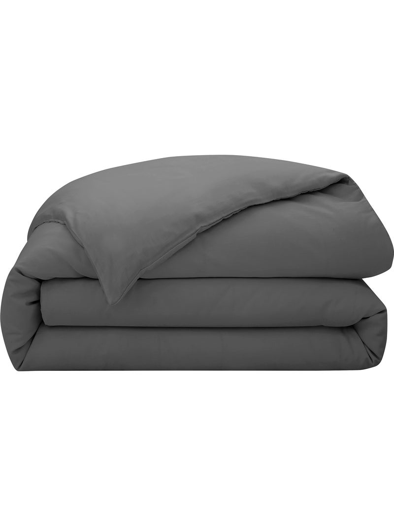 Housse de Couette Prestige 120 Fils/cm² Satin de Coton Gris - Kiabi