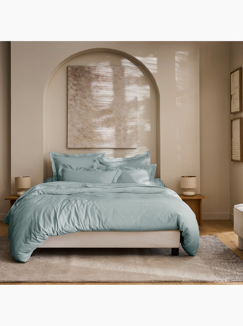 Housse de couette prestige 120 fils/cm² satin de coton Vert d'eau - Kiabi