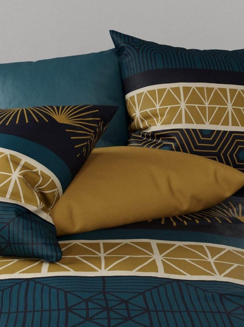 Housse de couette  Qobe + taie(s) coton 57 fils Bleu - Kiabi