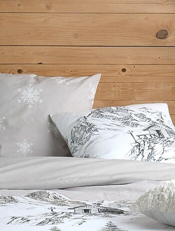Housse de couette REFUGE + 2 taies d’oreiller en coton 57 fils