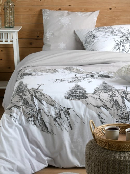 Housse de couette REFUGE + 2 taies d’oreiller en coton 57 fils - Kiabi