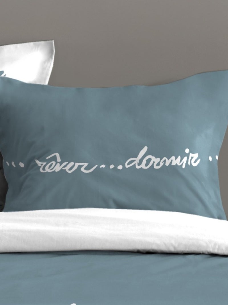 Housse de couette REVERIE + 2 taies coton 57 fils Bleu - Kiabi