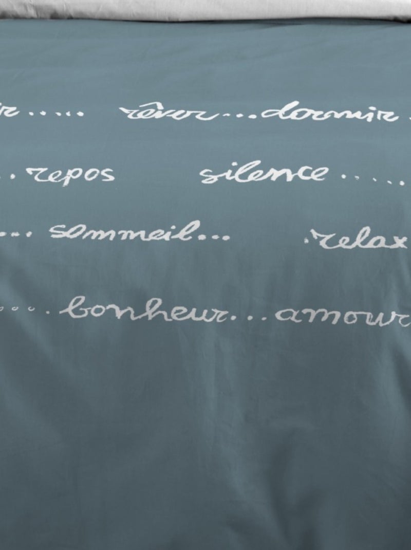 Housse de couette REVERIE + 2 taies coton 57 fils Bleu - Kiabi
