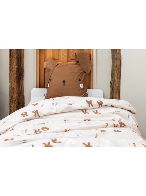 Housse de couette réversible - + 2 taies d’oreiller – Coton 57 fils – Lapin Pompon - Kiabi