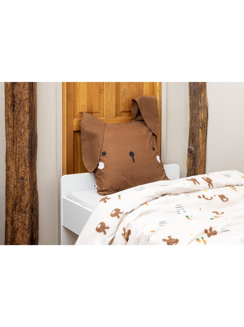 Housse de couette réversible - + 2 taies d’oreiller – Coton 57 fils – Lapin Pompon Beige - Kiabi