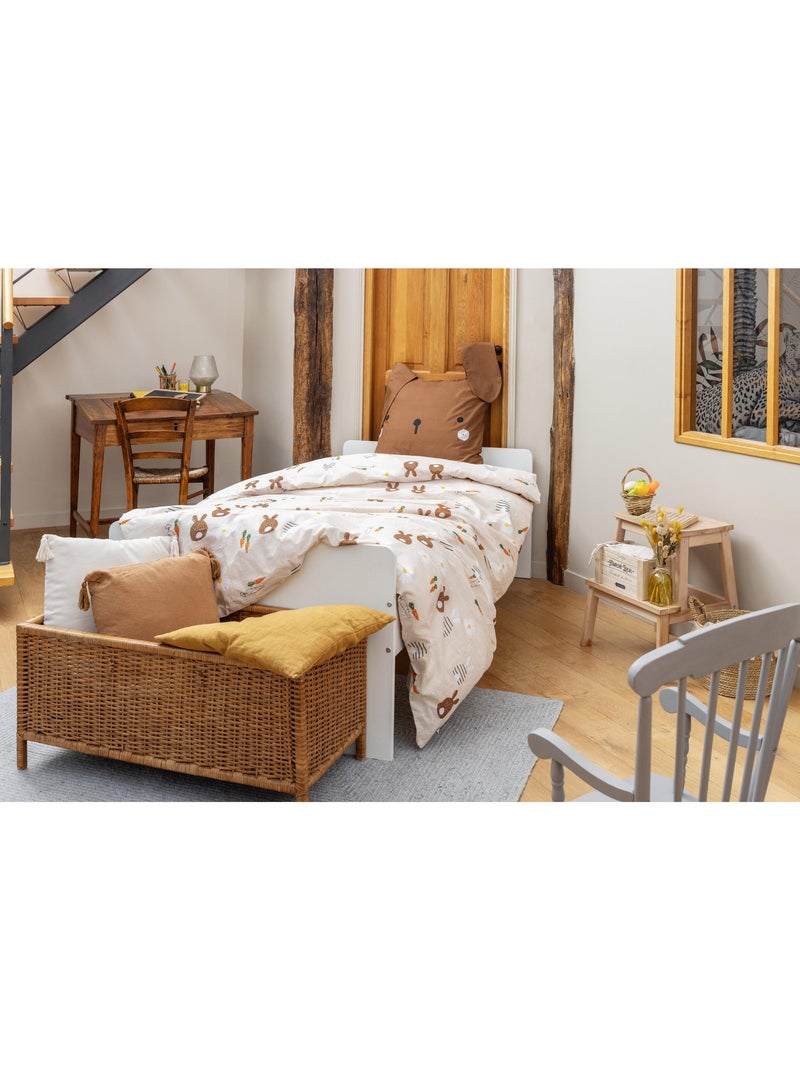 Housse de couette réversible - + 2 taies d’oreiller – Coton 57 fils – Lapin Pompon Multicolore - Kiabi