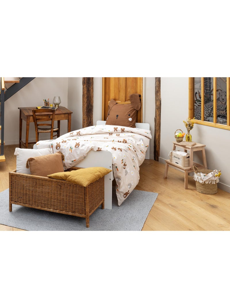 Housse de couette réversible - + 2 taies d’oreiller – Coton 57 fils – Lapin Pompon Multicolore - Kiabi