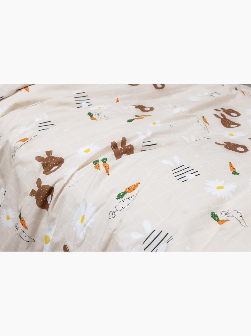 Housse de couette réversible - + 2 taies d’oreiller – Coton 57 fils – Lapin Pompon Multicolore - Kiabi