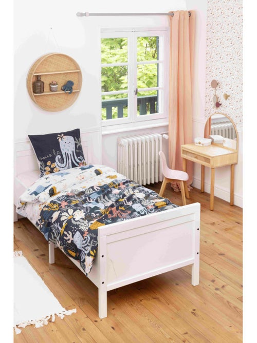 Housse de couette réversible + 1 taie d’oreiller – Coton 57 fils – Imprimé Octopia - Kiabi