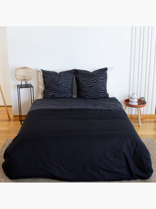 Housse de couette réversible 100% coton 52 fils + taie(s) d'oreiller - Kiabi Housse de couette réversible 100% coton 52 fils + taie(s) d'oreiller - Kiabi