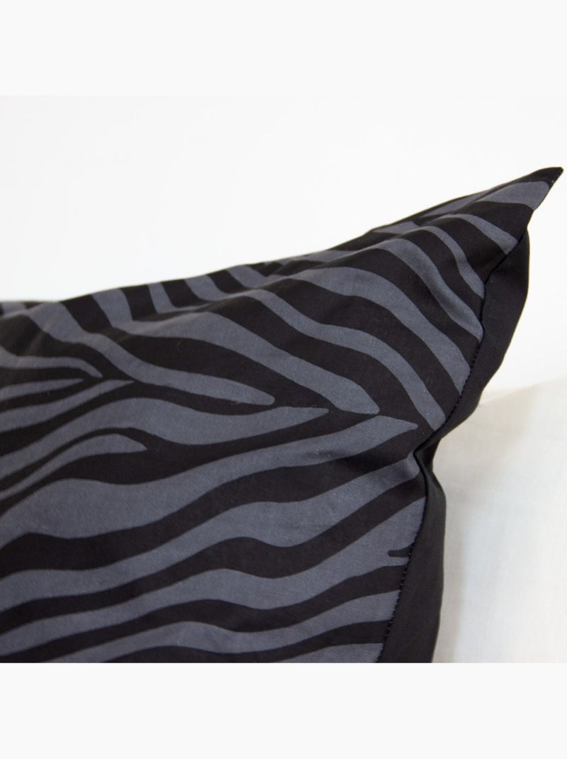 Housse de couette réversible 100% coton 52 fils + taie(s) d'oreiller Noir - Kiabi