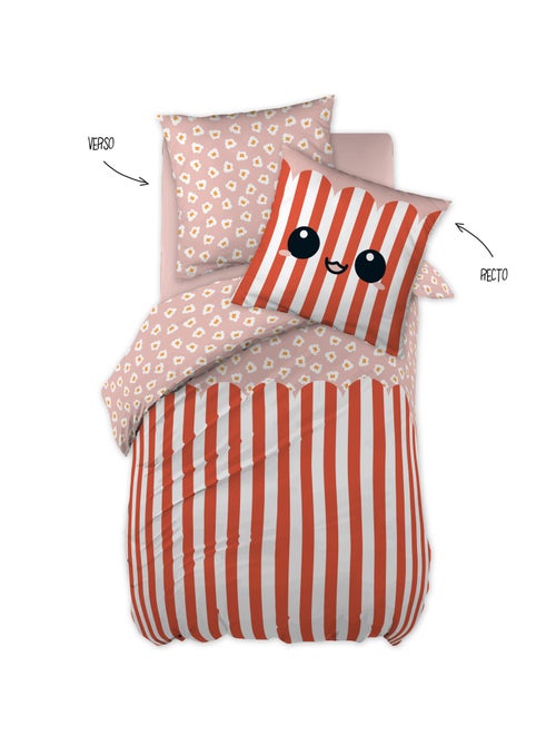 Housse de couette réversible + 2 taies d’oreiller - Fresh Popcorn - Kiabi