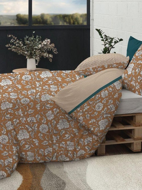 Housse de couette Réversible + 2 taies d'oreiller 65x65 cm Coton Loni - Kiabi