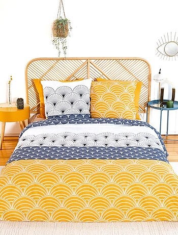 Housse de couette réversible 200x200 KERITA + 2 taies 100% coton adouci 57 fils/cm2