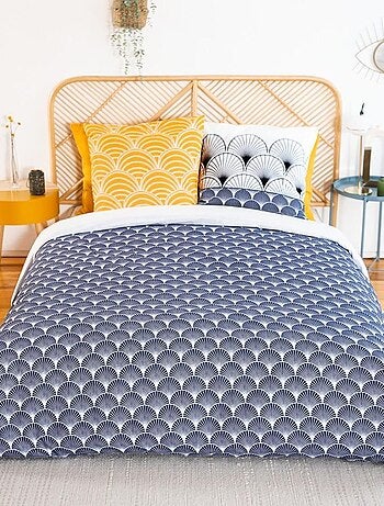 Housse de couette réversible 200x200 KERITA + 2 taies 100% coton adouci 57 fils/cm2