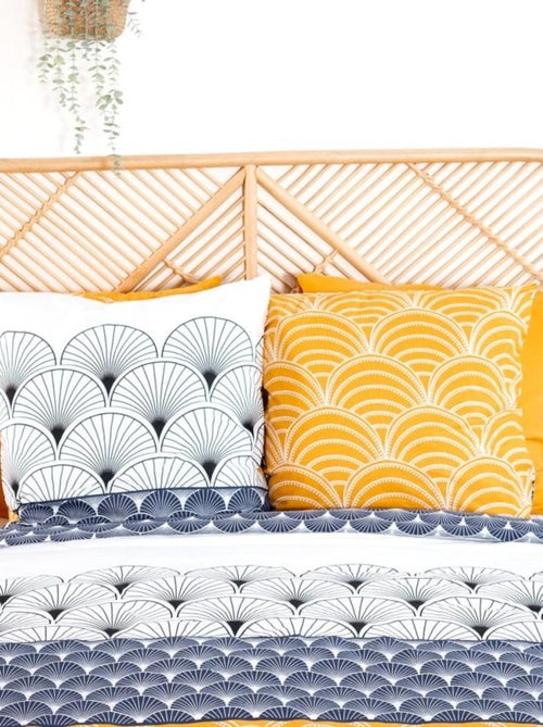 Housse de couette réversible 200x200 KERITA + 2 taies 100% coton adouci 57 fils/cm2 - Kiabi