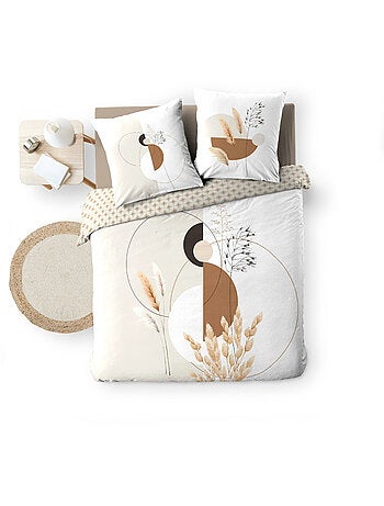 Housse de couette réversible 240x220 cm + 2 taies – Coton 42 fils – NATACHA