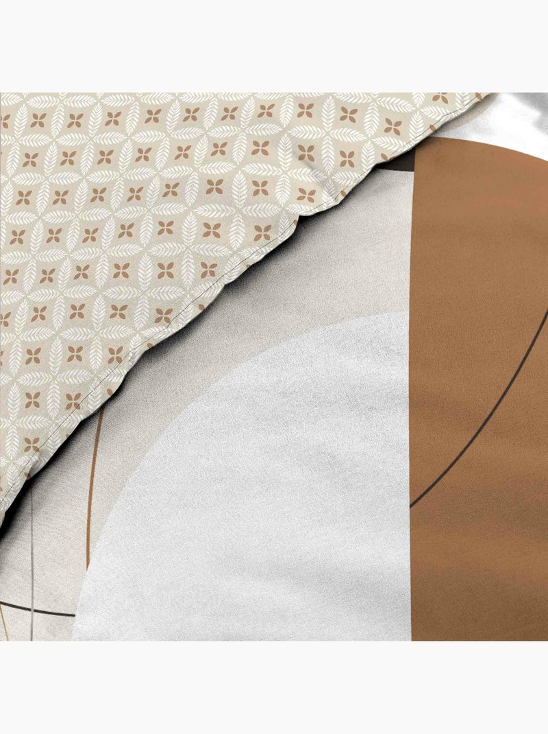 Housse de couette réversible 240x220 cm + 2 taies – Coton 42 fils – NATACHA Beige - Kiabi