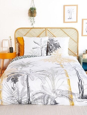 Housse de couette réversible 240x220 SOLI + 2 taies 100% coton adouci 57 fils/cm2