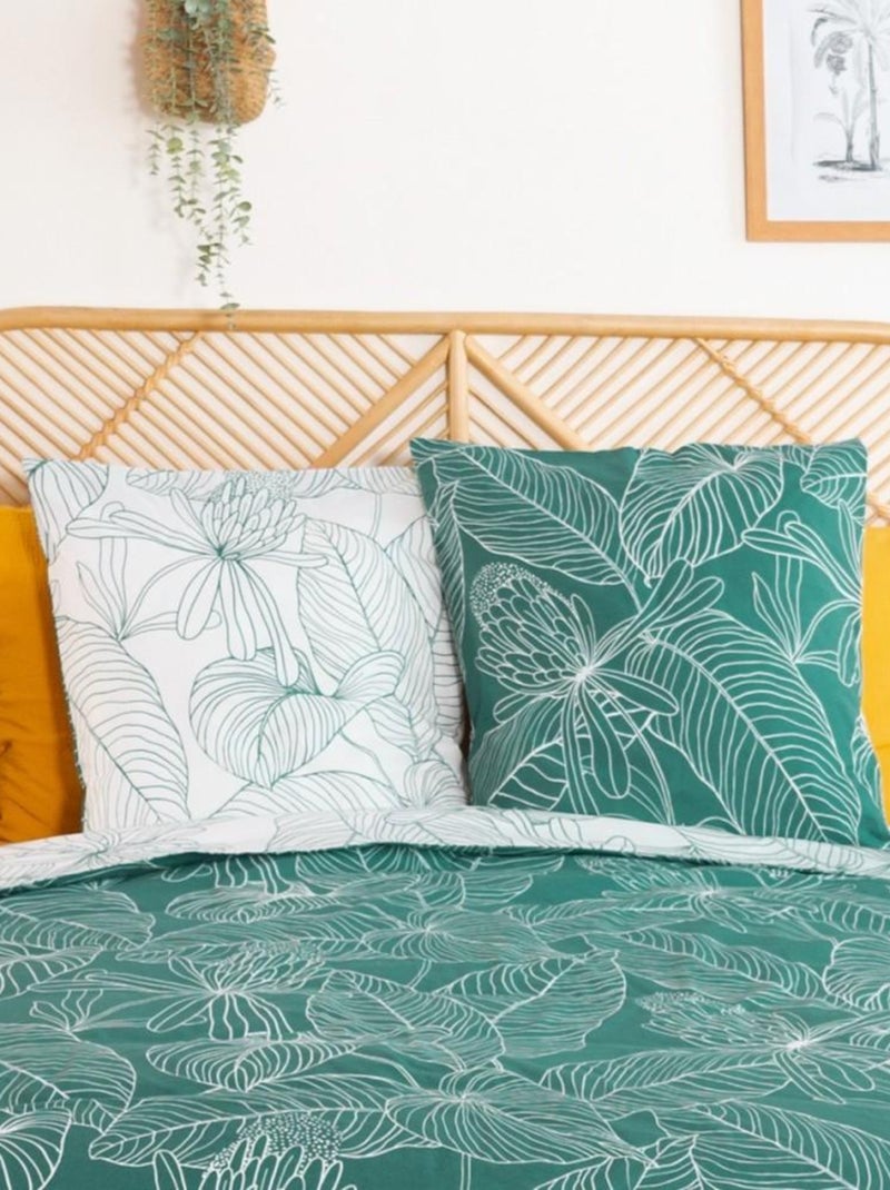Housse de couette réversible 240x220 TILDA + 2 taies 100% coton adouci 57 fils/cm2 Vert - Kiabi