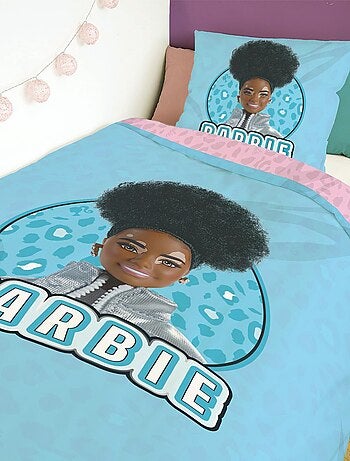 Housse de couette réversible Barbie 140x200 cm - 100% Coton - Rose et bleu