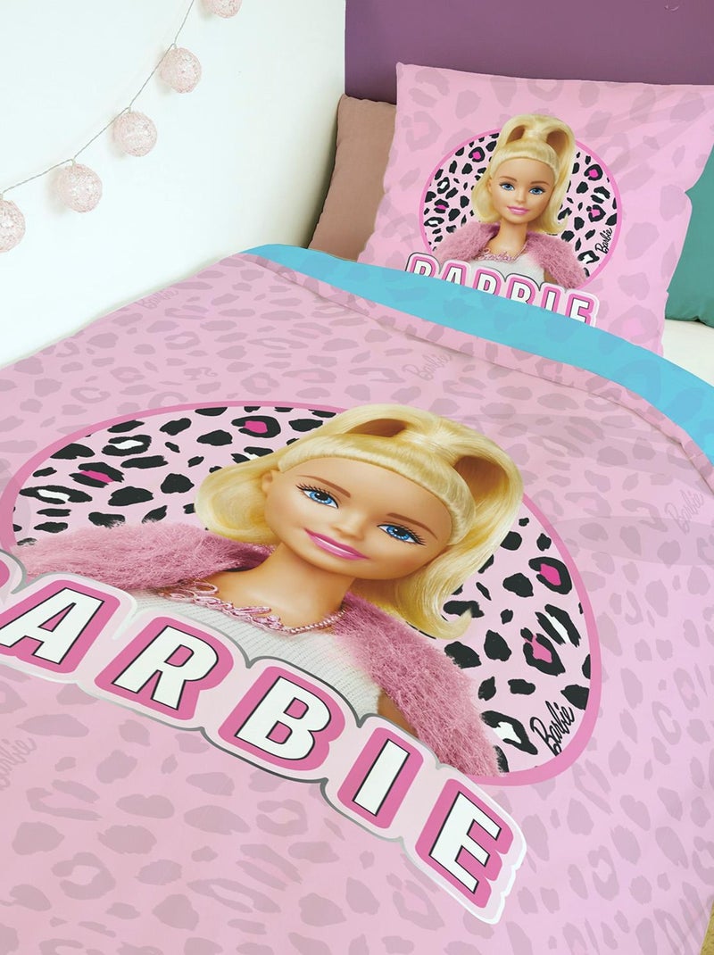 Housse de couette réversible Barbie 140x200 cm - 100% Coton - Rose et bleu Rose - Kiabi