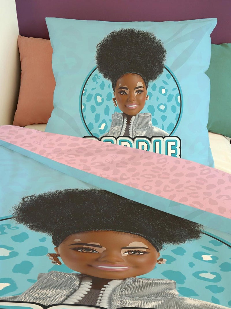 Housse de couette réversible Barbie 140x200 cm - 100% Coton - Rose et bleu Rose - Kiabi