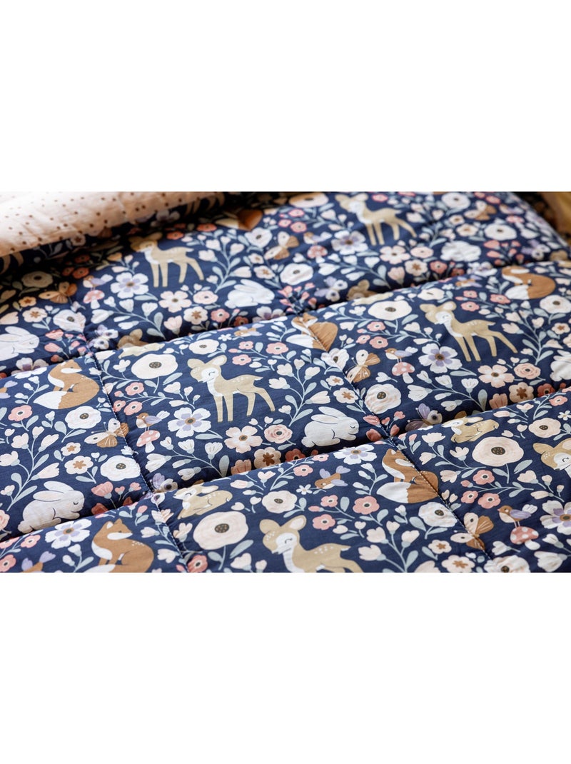 Housse de couette réversible coton 57 fils – Forêt Enchantée Rose - Kiabi
