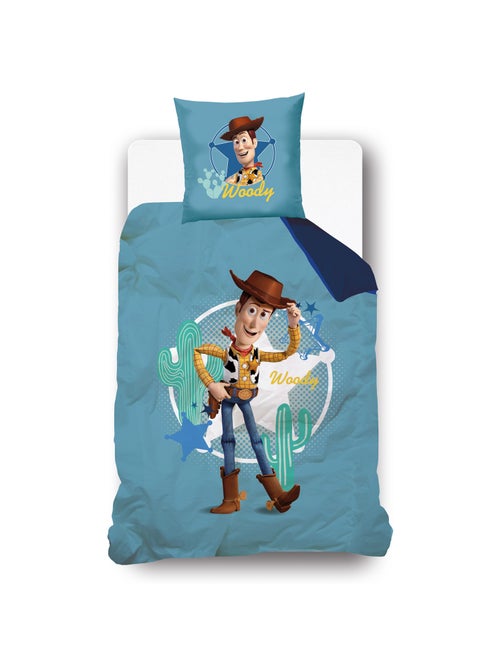 Housse de couette réversible Disney Toy Story Buzz et Woody 140x200 cm - 100% Coton - Bleu/Beige - Kiabi