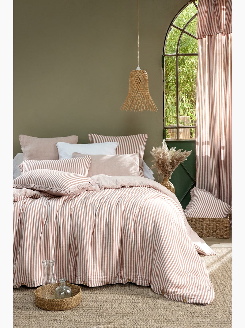Housse de couette réversible double gaze de coton 125 g/m² livia Abricot - Kiabi