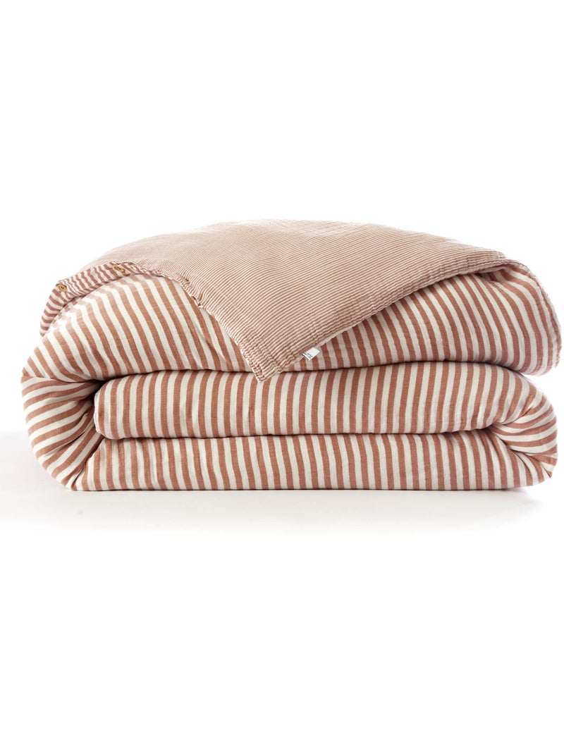 Housse de couette réversible double gaze de coton 125 g/m² livia Abricot - Kiabi