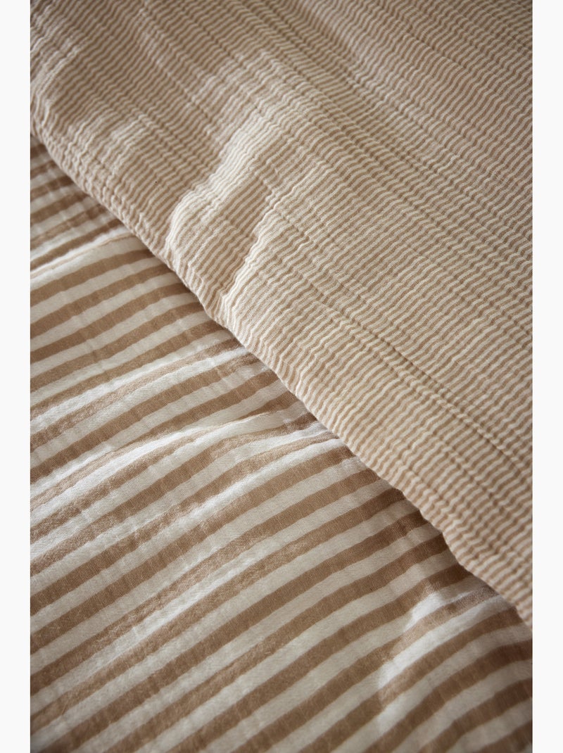 Housse de Couette Réversible Double Gaze de Coton 125 g/m² Livia Beige clair - Kiabi