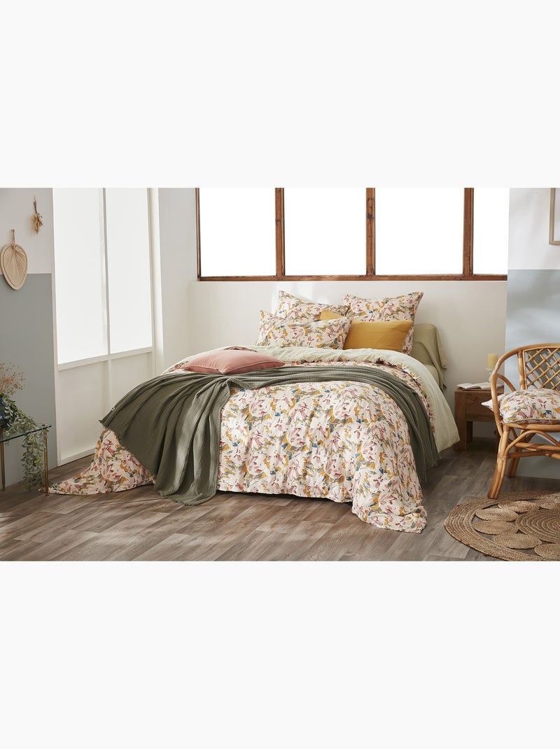 Housse de couette réversible – Double Gaze de Coton Imprimée Clarence Vert clair - Kiabi