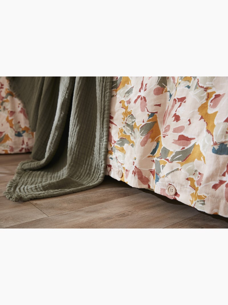 Housse de couette réversible – Double Gaze de Coton Imprimée Clarence Vert clair - Kiabi