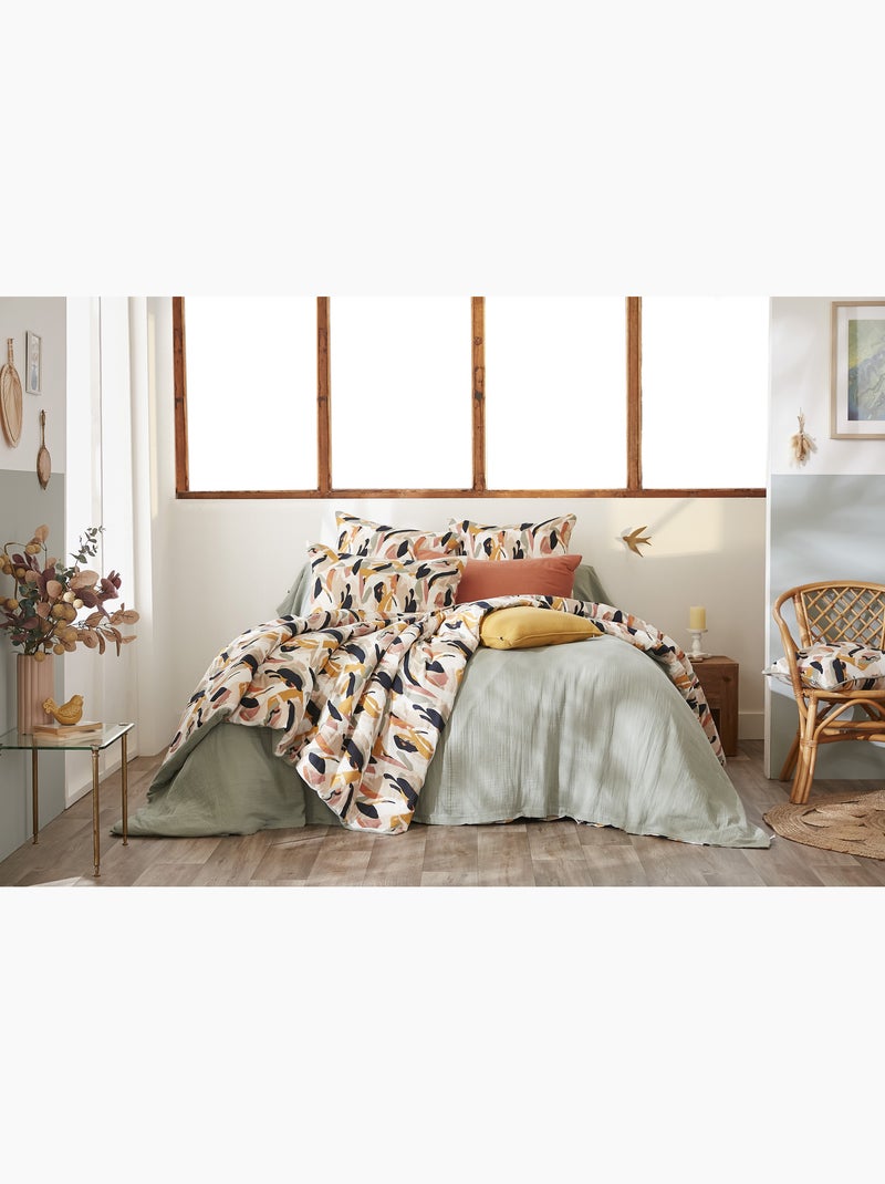 Housse de couette réversible – Double Gaze de coton imprimée – JULIA Eucalyptus Vert eucalyptus - Kiabi
