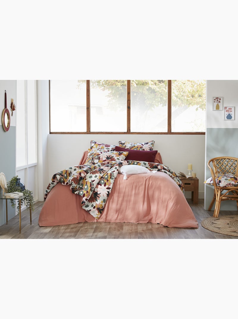 Housse de couette réversible – Double gaze de coton imprimée LÉANE Peche - Kiabi