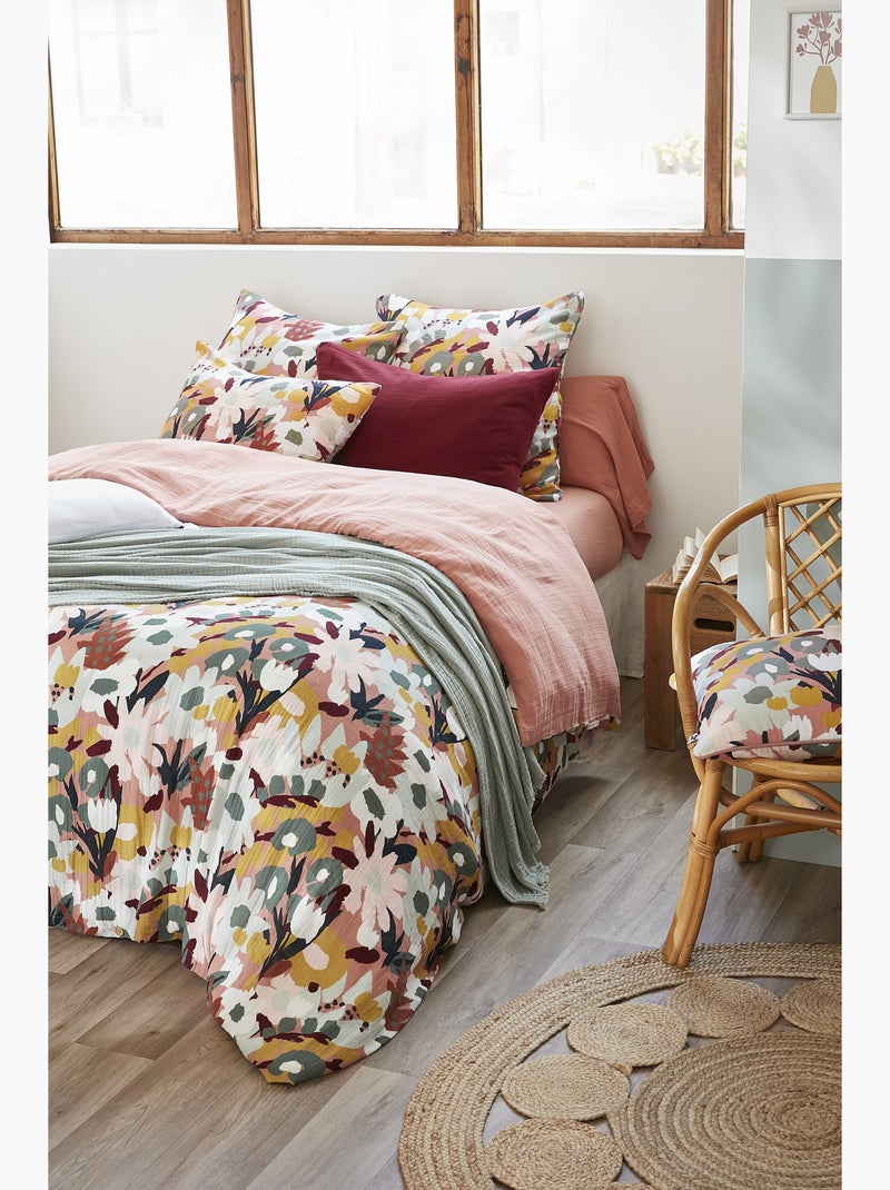 Housse de couette réversible – Double gaze de coton imprimée LÉANE Peche - Kiabi