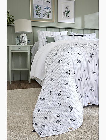 Housse de couette réversible double gaze de coton imprimée suzanne chantilly