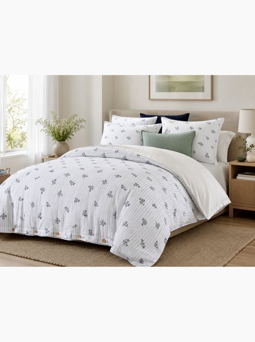 Housse de couette réversible double gaze de coton imprimée suzanne chantilly - Kiabi Housse de couette réversible double gaze de coton imprimée suzanne chantilly - Kiabi