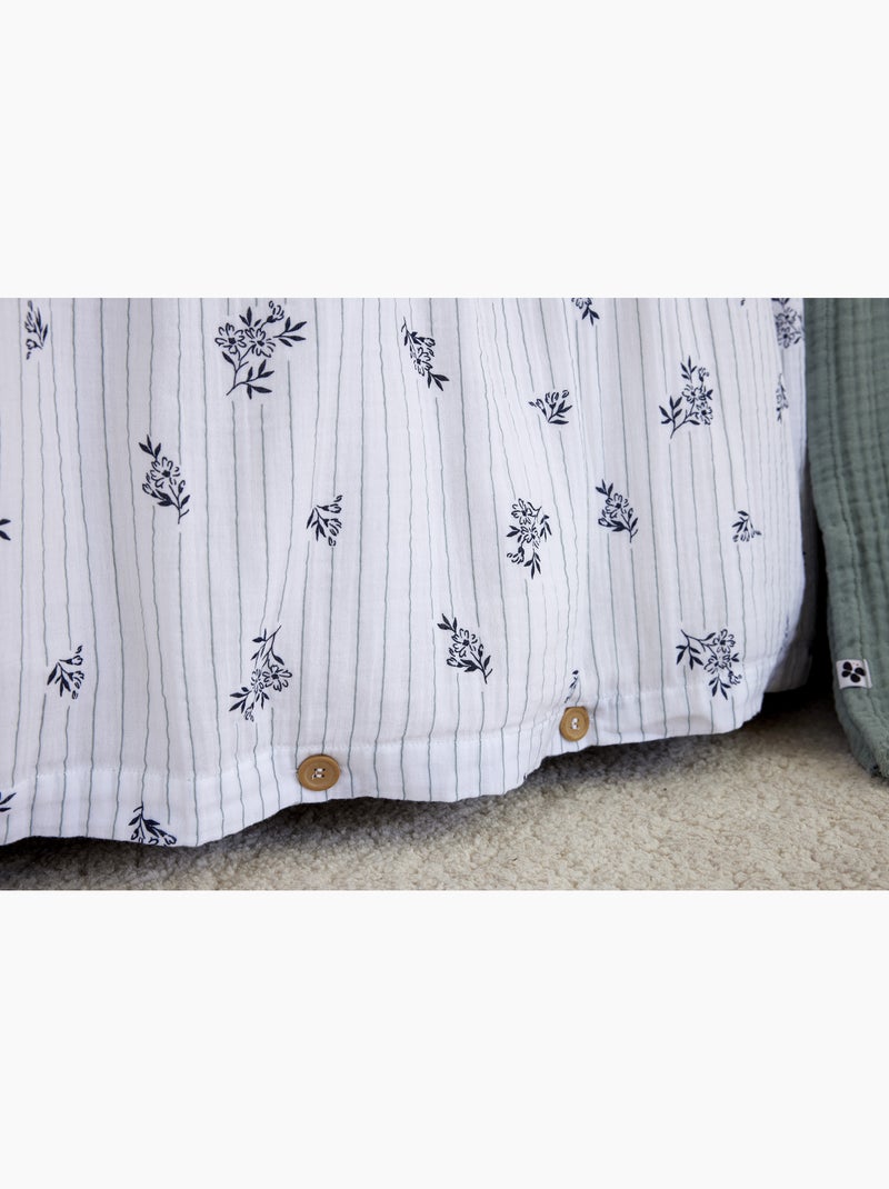 Housse de couette réversible double gaze de coton imprimée suzanne chantilly Blanc - Kiabi