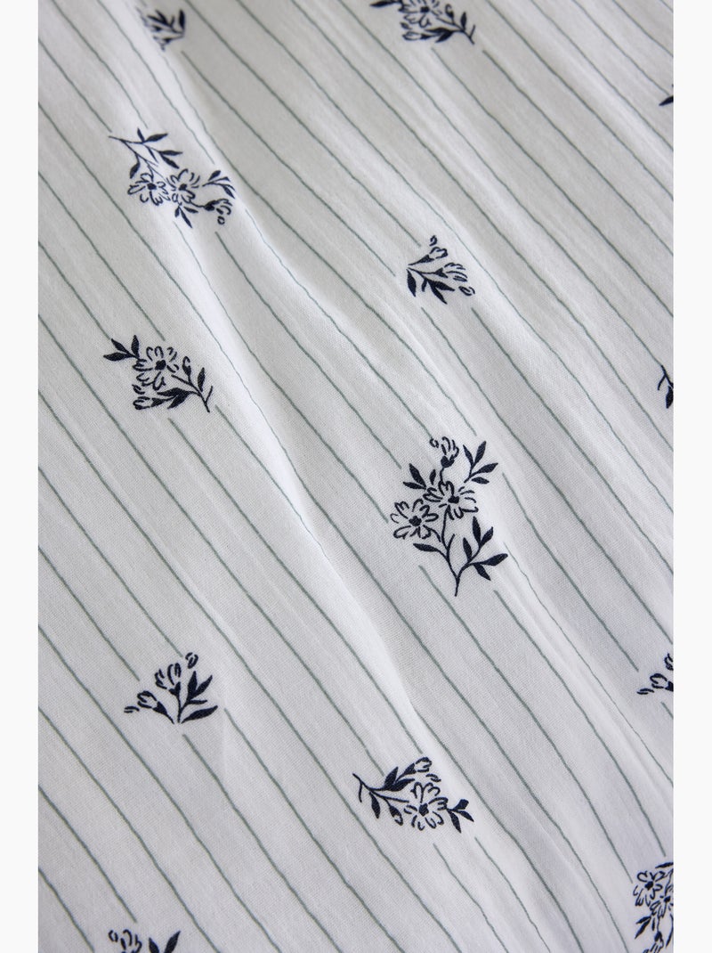 Housse de couette réversible double gaze de coton imprimée suzanne chantilly Blanc - Kiabi