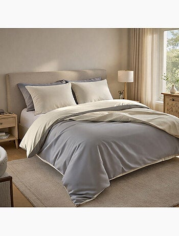 Housse de couette réversible en 100% percale de coton 70 fils